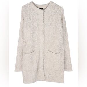 Eileen Fisher Cream Bouclé Open Front Cardigan